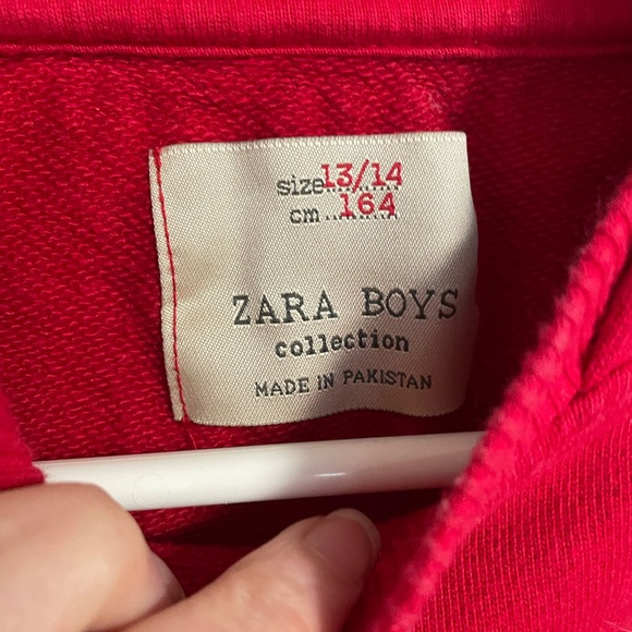 Red Kids /Boys Zara Hoodie with 'No Bad Vibes' Design - Picture 10 of 12